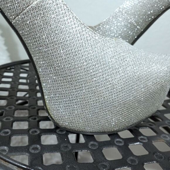 DE BLOSSOM COLLECTION SILVER SPARKLE PLATFORM SZ.9 - Picture 9 of 11